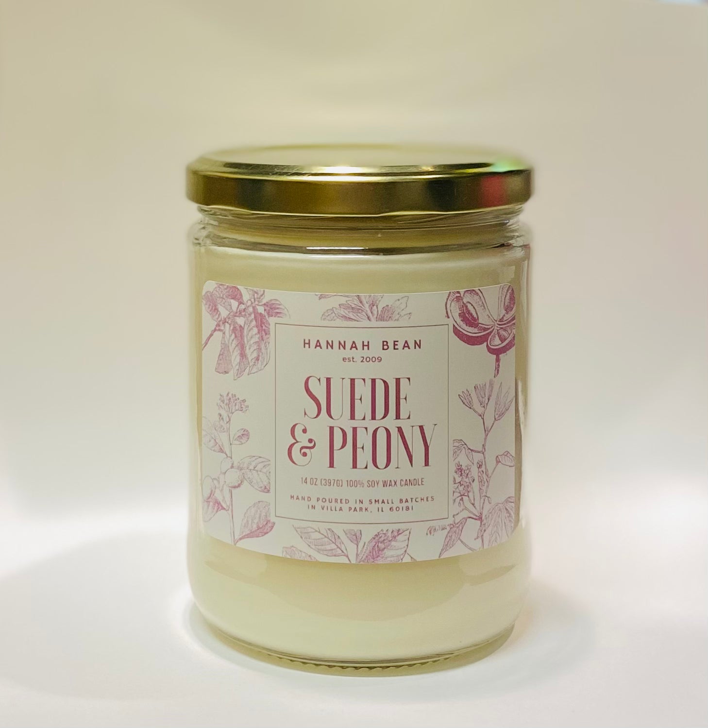 Suede and Peony 14 oz 100% Soy Wax Candle
