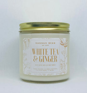 White Tea and Ginger 14 oz 100% Soy Wax Candle